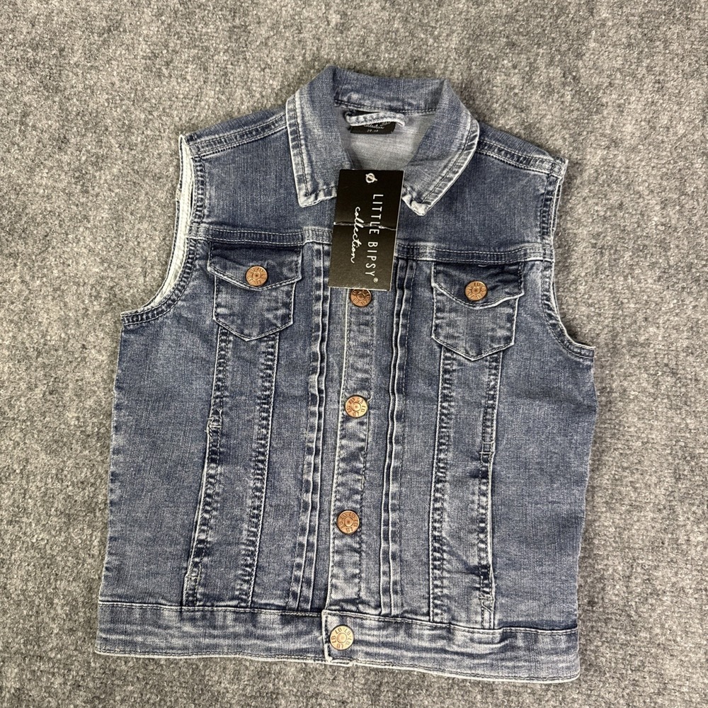 Little‎ Bipsy Jean Denim Vest Boys 2T-3T NEW